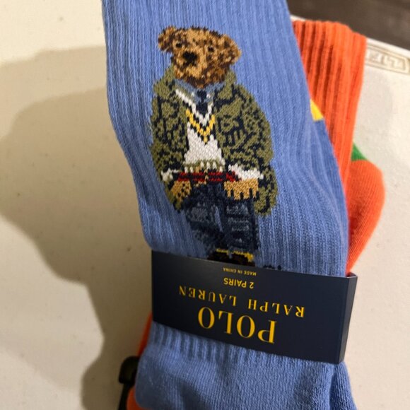 Polo Ralph Lauren Men's 2-Pk. American In Paris Mini Bear Crew Socks - Picture 1 of 6